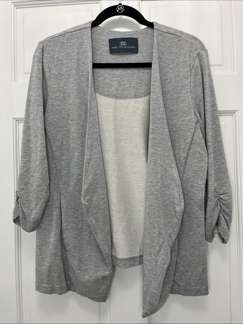 Tart Collections Heather Gray Open Front Draped Cardigan Blazer - Size 1X